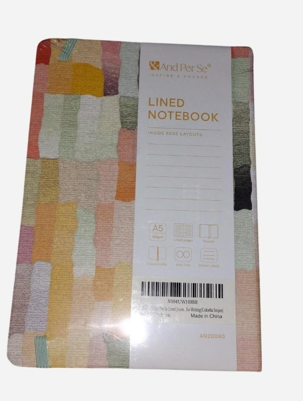 And Per Se A5 Lined Notebook Hardcover Journal Colorful Stripes New Sealed